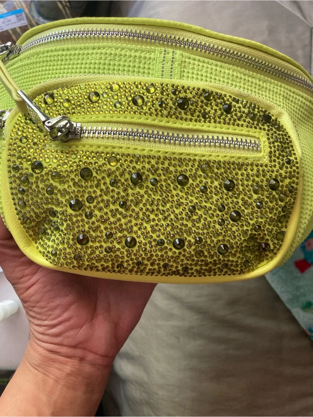 Steve Madden Neon Yellow Crossbody Belt Bag with Detachable Pouch